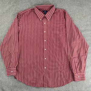 Vintage Men's Dockers Red Striped‎ XL Button Down Shirt Cotton Long Sleeve
